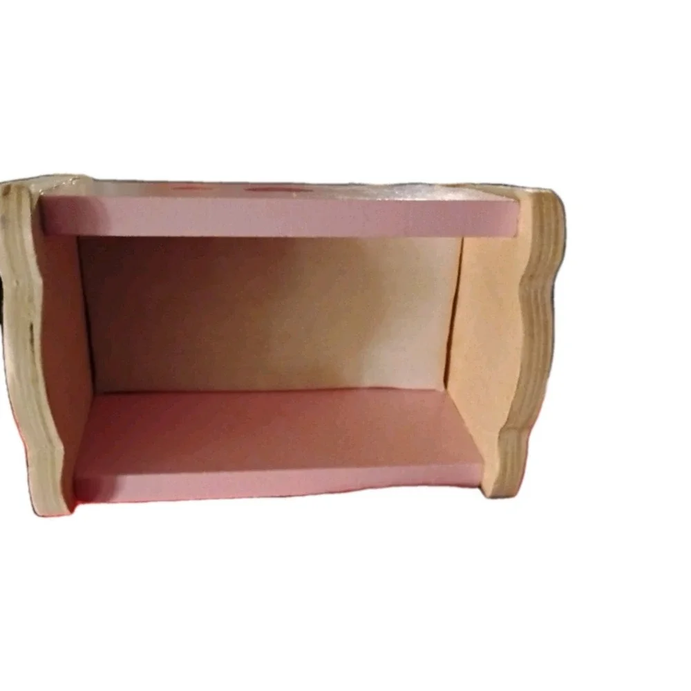 Pink Wooden Cradle Dollhouse Furniture Nursery Rocking Crib Bed miniature Heart